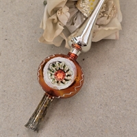 Guld-hvid-dekoration-kuglen-to-reflektorer-glas-topspir-gammel-julepynt-Sverige